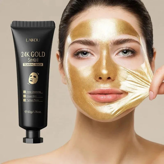 Mască de Față Aur 24K + Extract de Melc – Detox, Curățare Profundă